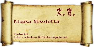 Klapka Nikoletta névjegykártya